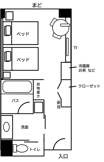 ヒルトン広島プレミアムツイン間取り